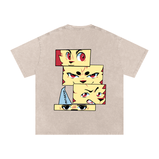 Anime,Fun,Summer,T-Shirt,Manga,Dog,Washed