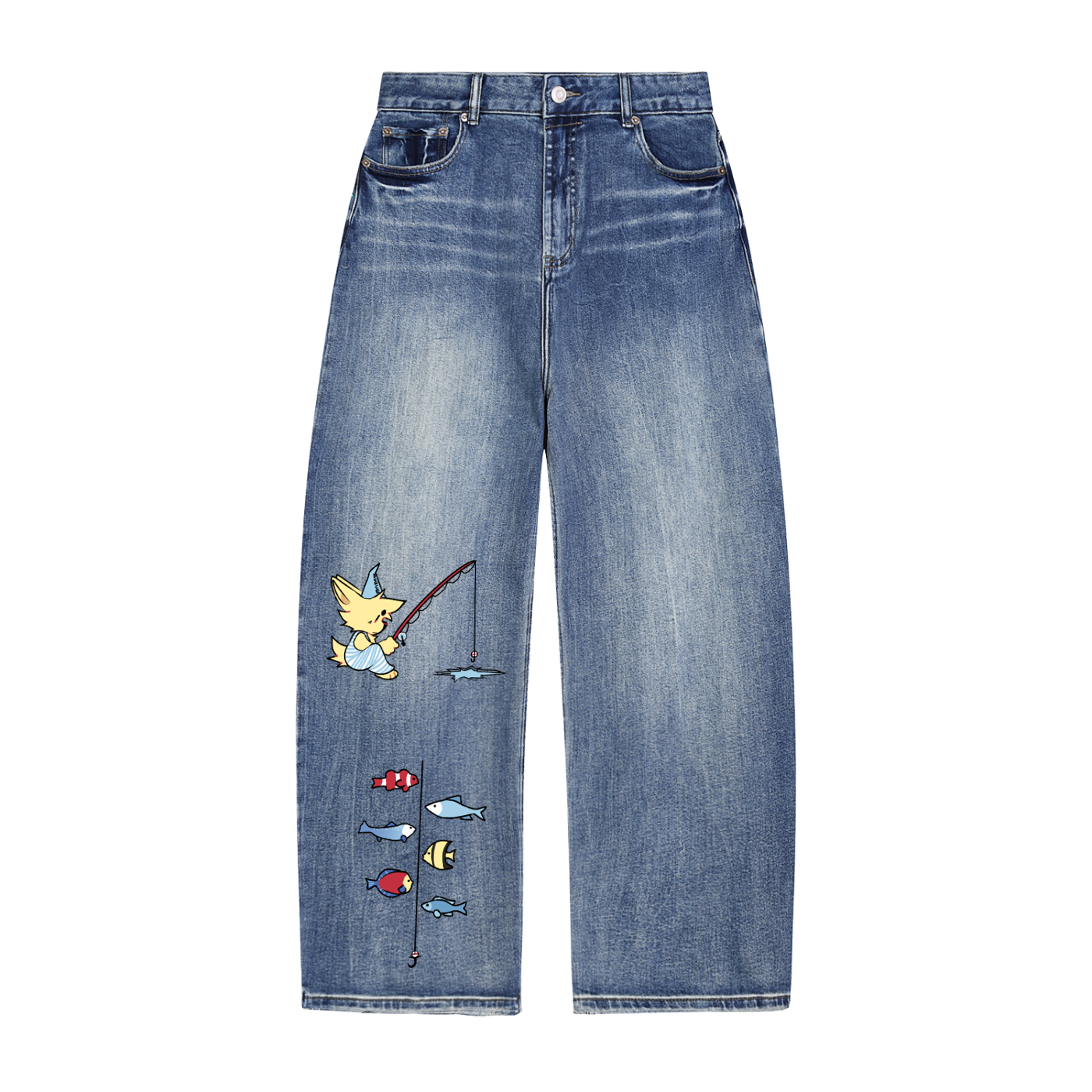 Jeans,Pants,Cute,Fish,Unisex,Denim,Stylish